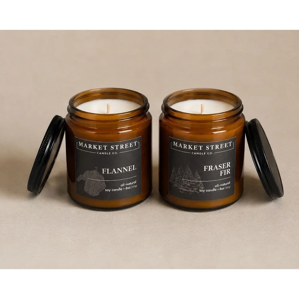 Market Street Candle Co. Amber Twist Collection Soy Candle Set